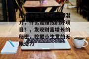 挖掘小生意中的无限潜力,什么是赚钱的好项目?,发现财富增长的秘密,挖掘小生意的无限潜力 挖掘小生意中的无限潜力,什么是赚钱的好项目?,发现财富增长的秘密,挖掘小生意的无限潜力
