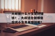 大叔做什么小生意好赚钱?,大叔适合做哪些投资小生意来赚钱呢?