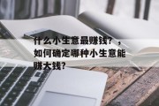 什么小生意最赚钱？，如何确定哪种小生意能赚大钱?