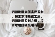 泗阳地区如何实现盈利,探索本地赚钱之道,泗阳地区盈利之道,探索本地赚钱策略与实践