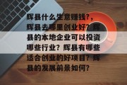 辉县什么生意赚钱?，辉县去哪里创业好？辉县的本地企业可以投资哪些行业？辉县有哪些适合创业的好项目？辉县的发展前景如何？