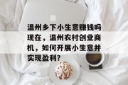 温州乡下小生意赚钱吗现在,温州农村创业商机,如何开展小生意并实现盈利? 温州乡下小生意赚钱吗现在,温州农村创业商机,如何开展小生意并实现盈利?