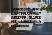 金融监管总局:引导行业适时下调人身保险产品预定利率,建立预定利率与市场利率挂钩及动态调整机制 金融监管总局:引导行业适时下调人身保险产品预定利率,建立预定利率与市场利率挂钩及动态调整机制
