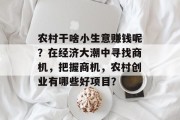 农村干啥小生意赚钱呢?在经济大潮中寻找商机,把握商机,农村创业有哪些好项目?