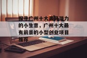探寻广州十大最具潜力的小生意,广州十大最有前景的小型创业项目推荐 探寻广州十大最具潜力的小生意,广州十大最有前景的小型创业项目推荐