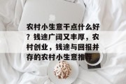 农村小生意干点什么好?钱途广阔又丰厚,农村创业,钱途与回报并存的农村小生意推荐 农村小生意干点什么好?钱途广阔又丰厚,农村创业,钱途与回报并存的农村小生意推荐