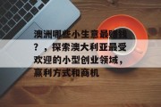 澳洲哪些小生意最赚钱?,探索澳大利亚最受欢迎的小型创业领域,赢利方式和商机 澳洲哪些小生意最赚钱?,探索澳大利亚最受欢迎的小型创业领域,赢利方式和商机