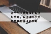 做个小生意赚钱的方法与策略,实现轻松小生意盈利的秘诀和策略 做个小生意赚钱的方法与策略,实现轻松小生意盈利的秘诀和策略