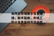 如何在市场做小生意赚钱,新手指南,市场上的小生意盈利方式分析 如何在市场做小生意赚钱,新手指南,市场上的小生意盈利方式分析