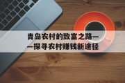 青岛农村的致富之路——探寻农村赚钱新途径 青岛农村的致富之路——探寻农村赚钱新途径