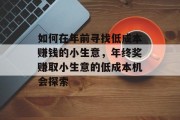 如何在年前寻找低成本赚钱的小生意,年终奖赚取小生意的低成本机会探索 如何在年前寻找低成本赚钱的小生意,年终奖赚取小生意的低成本机会探索