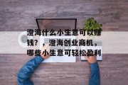 澄海什么小生意可以赚钱?,澄海创业商机,哪些小生意可轻松盈利
