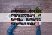 弥勒养殖业，如何选择养殖项目实现盈利，弥勒养殖业，选择盈利性强的养殖项目策略