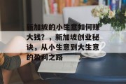新加坡的小生意如何赚大钱?,新加坡创业秘诀,从小生意到大生意的盈利之路 新加坡的小生意如何赚大钱?,新加坡创业秘诀,从小生意到大生意的盈利之路