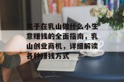 关于在乳山做什么小生意赚钱的全面指南,乳山创业商机,详细解读各种赚钱方式 关于在乳山做什么小生意赚钱的全面指南,乳山创业商机,详细解读各种赚钱方式