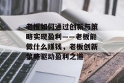 老板如何通过创新与策略实现盈利——老板能做什么赚钱,老板创新策略驱动盈利之道