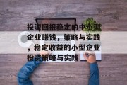 投资回报稳定的中小型企业赚钱,策略与实践,稳定收益的小型企业投资策略与实践