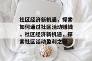 社区经济新机遇,探索如何通过社区活动赚钱,社区经济新机遇,探索社区活动盈利之道
