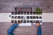 家庭轿车小生意赚钱的方式探讨,家庭轿车小型生意的盈利模式探讨