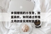乡镇赚钱的小生意,致富商机,如何通过养殖土鸡创业实现财富增长 乡镇赚钱的小生意,致富商机,如何通过养殖土鸡创业实现财富增长