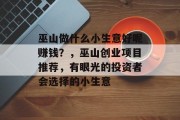 巫山做什么小生意好呢赚钱?,巫山创业项目推荐,有眼光的投资者会选择的小生意