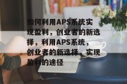 如何利用APS系统实现盈利，创业者的新选择，利用APS系统，创业者的新选择，实现盈利的途径