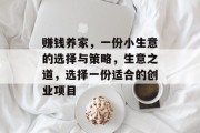 赚钱养家,一份小生意的选择与策略,生意之道,选择一份适合的创业项目 赚钱养家,一份小生意的选择与策略,生意之道,选择一份适合的创业项目