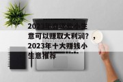 2023年有哪些小生意可以赚取大利润?,2023年十大赚钱小生意推荐 2023年有哪些小生意可以赚取大利润?,2023年十大赚钱小生意推荐