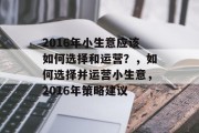 2016年小生意应该如何选择和运营?,如何选择并运营小生意,2016年策略建议 2016年小生意应该如何选择和运营?,如何选择并运营小生意,2016年策略建议