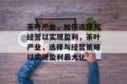 茶叶产业,如何选择与经营以实现盈利,茶叶产业,选择与经营策略以实现盈利最大化 茶叶产业,如何选择与经营以实现盈利,茶叶产业,选择与经营策略以实现盈利最大化