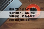 在武汉做个什么样的小生意赚钱?,武汉创业项目推荐,适合小生意的有前途赚钱项目 在武汉做个什么样的小生意赚钱?,武汉创业项目推荐,适合小生意的有前途赚钱项目