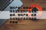 塑料产业，如何通过选择合适的塑料产品实现盈利，塑料产业，选择合适塑料产品实现盈利的策略