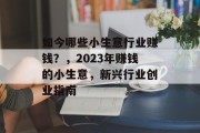 如今哪些小生意行业赚钱?,2023年赚钱的小生意,新兴行业创业指南 如今哪些小生意行业赚钱?,2023年赚钱的小生意,新兴行业创业指南