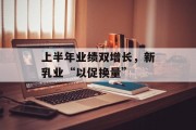 上半年业绩双增长，新乳业“以促换量”
