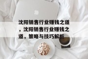 沈阳销售行业赚钱之道,沈阳销售行业赚钱之道,策略与技巧解析 沈阳销售行业赚钱之道,沈阳销售行业赚钱之道,策略与技巧解析