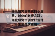 湖北研究生赚钱的小生意,创业的必经之路,湖北研究生创业好选择,小生意与创业路