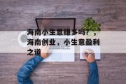 海南小生意赚多吗?,海南创业,小生意盈利之道 海南小生意赚多吗?,海南创业,小生意盈利之道