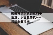 把握商机投资创业的小生意,小生意商机——投资创业指南
