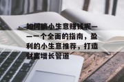 如何搞小生意赚钱呢——一个全面的指南，盈利的小生意推荐，打造财富增长管道