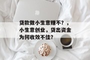贷款做小生意赚不?,小生意创业,贷出资金为何收效不佳? 贷款做小生意赚不?,小生意创业,贷出资金为何收效不佳?