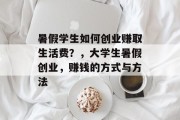 暑假学生如何创业赚取生活费？，大学生暑假创业，赚钱的方式与方法