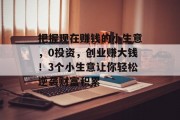 把握现在赚钱的小生意,0投资,创业赚大钱!3个小生意让你轻松逆袭财富积累