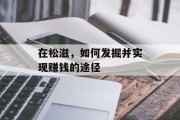 在松滋,如何发掘并实现赚钱的途径