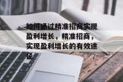 如何通过精准招商实现盈利增长，精准招商，实现盈利增长的有效途径
