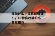 现做什么小生意能赚钱?,10种高收益的小生意推荐 现做什么小生意能赚钱?,10种高收益的小生意推荐