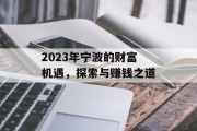 2023年宁波的财富机遇,探索与赚钱之道 2023年宁波的财富机遇,探索与赚钱之道