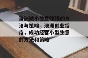 澳洲做小生意赚钱的方法与策略,澳洲创业指南,成功经营小型生意的方法和策略 澳洲做小生意赚钱的方法与策略,澳洲创业指南,成功经营小型生意的方法和策略