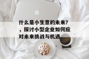 什么是小生意的未来?,探讨小型企业如何应对未来挑战与机遇 什么是小生意的未来?,探讨小型企业如何应对未来挑战与机遇