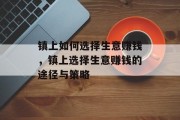 镇上如何选择生意赚钱,镇上选择生意赚钱的途径与策略 镇上如何选择生意赚钱,镇上选择生意赚钱的途径与策略