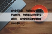 现金投资,如何选择赚钱项目,如何选择赚钱项目,现金投资的策略与选择 现金投资,如何选择赚钱项目,如何选择赚钱项目,现金投资的策略与选择